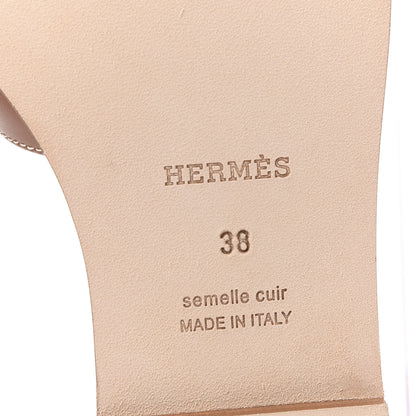 Hermes Box Calfskin Oran Sandals 38 Gold 6 of 9