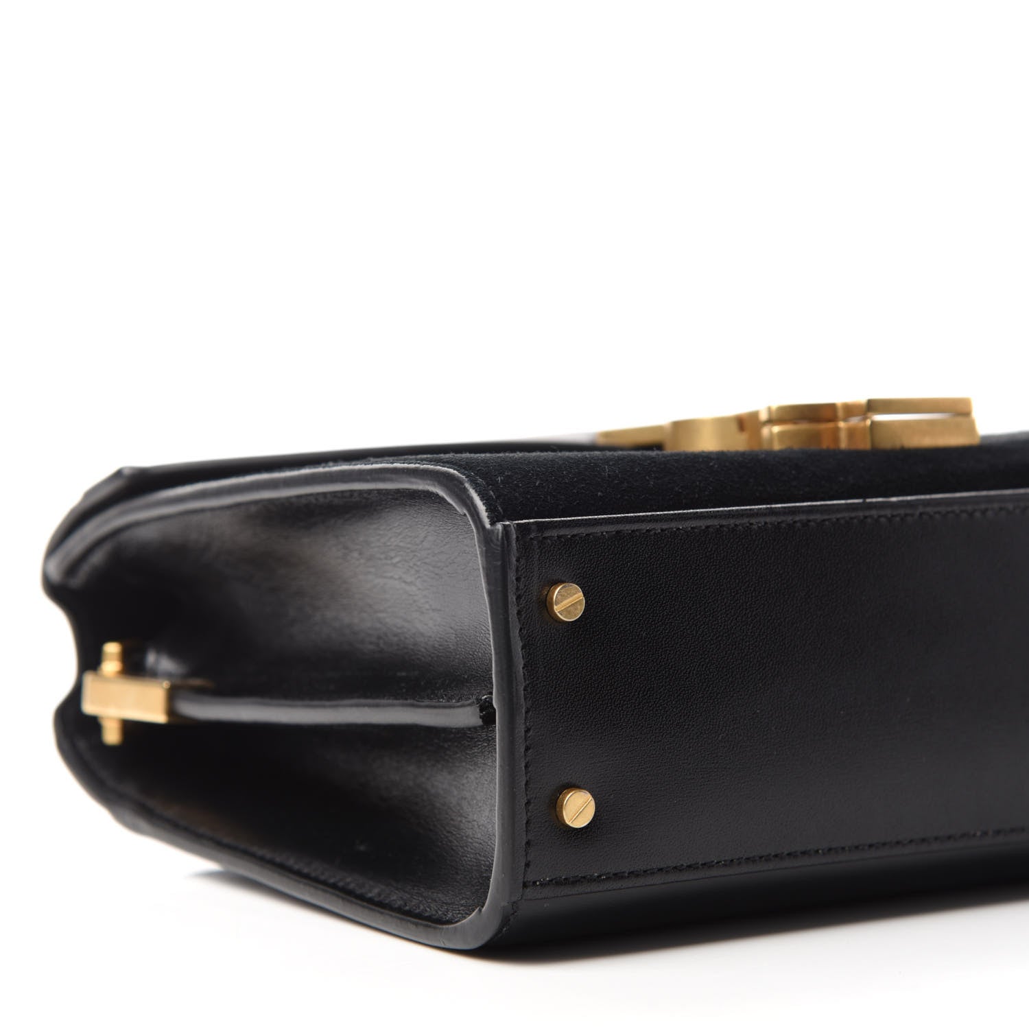 Saint Laurent Suede Leopard Print Mini Classic Monogram Cassandra Top Handle Manto Naturale Black 6 of 11