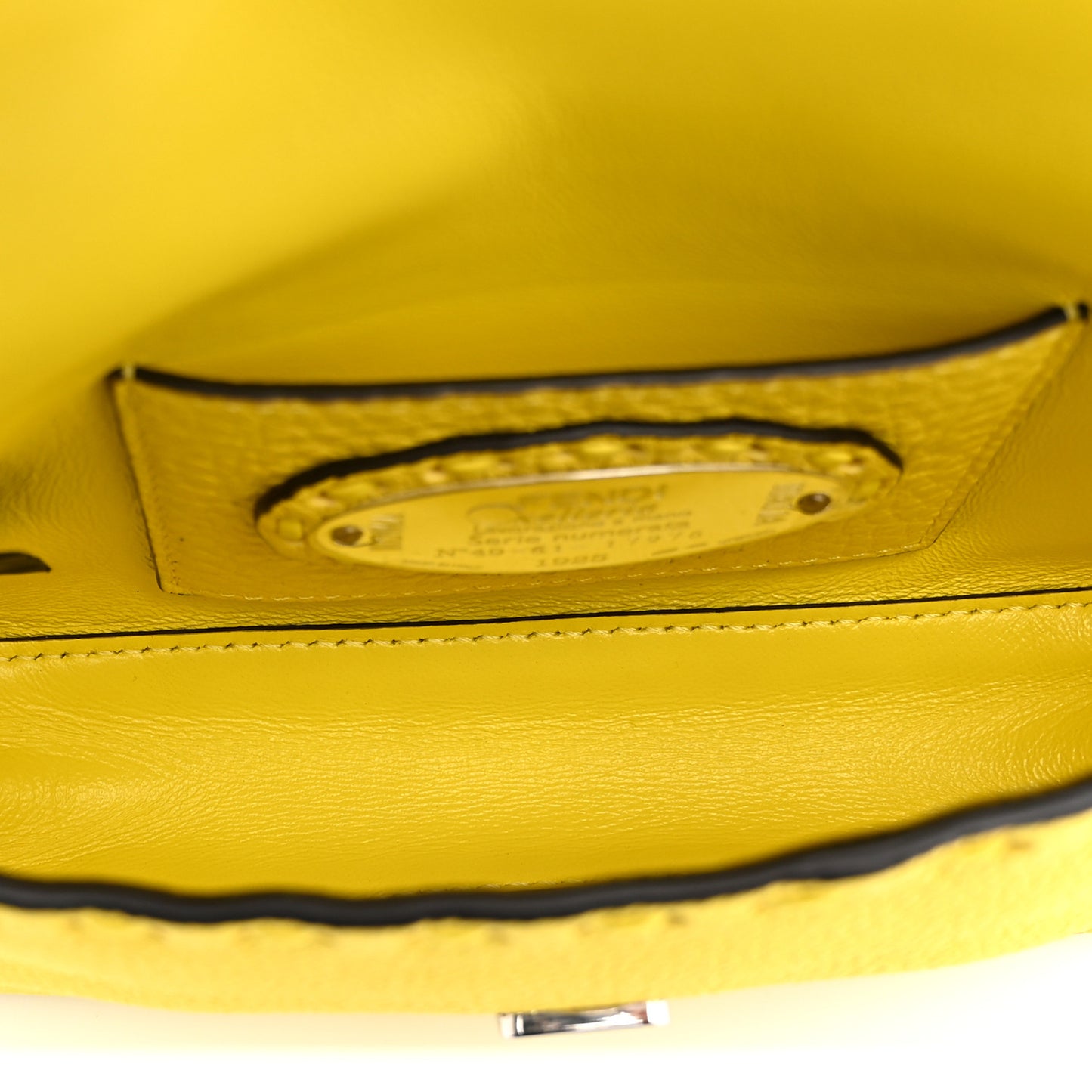 Cuoio Roma Sellerissima Nappa Sintetica Tape Stitch Mini Baguette Acid Yellow