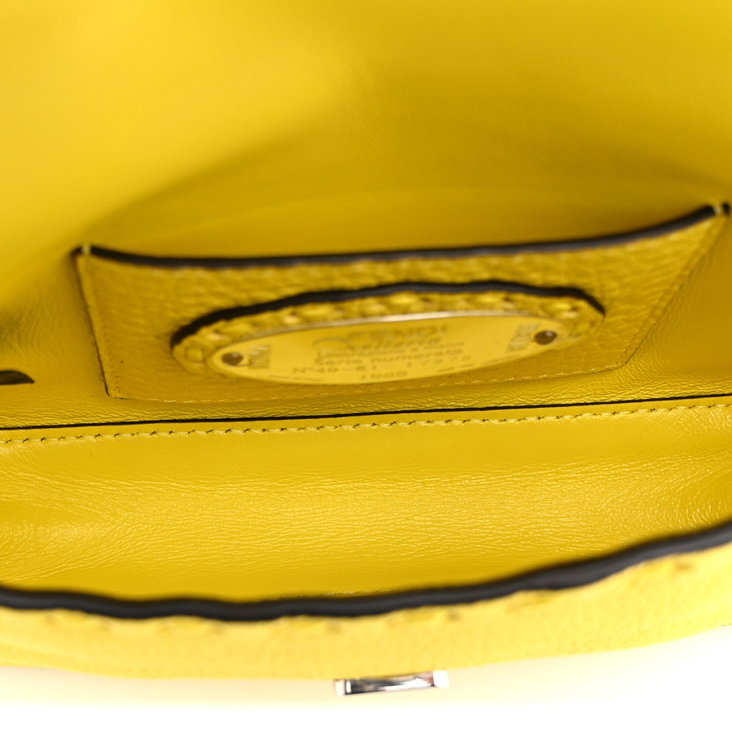 Fendi Cuoio Roma Sellerissima Nappa Sintetica Tape Stitch Mini Baguette Acid Yellow 5 of 10