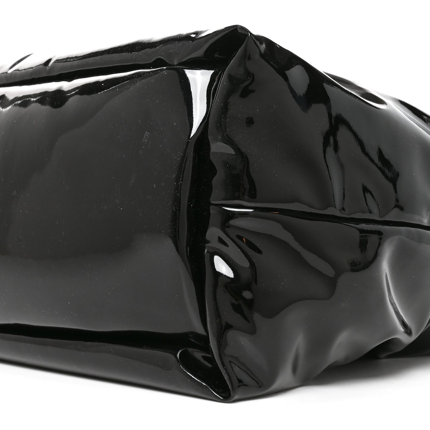 Patent Wide Puffer Maxi Tote Black