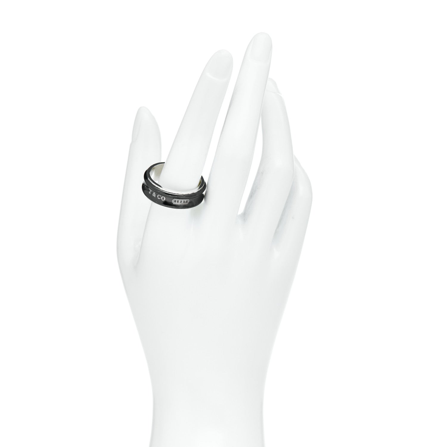 Tiffany Sterling Silver Titanium 1837 Band Ring 66 11.25 2 of 4