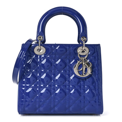 Christian Dior Patent Cannage Medium Lady Dior Blue 1 of 10