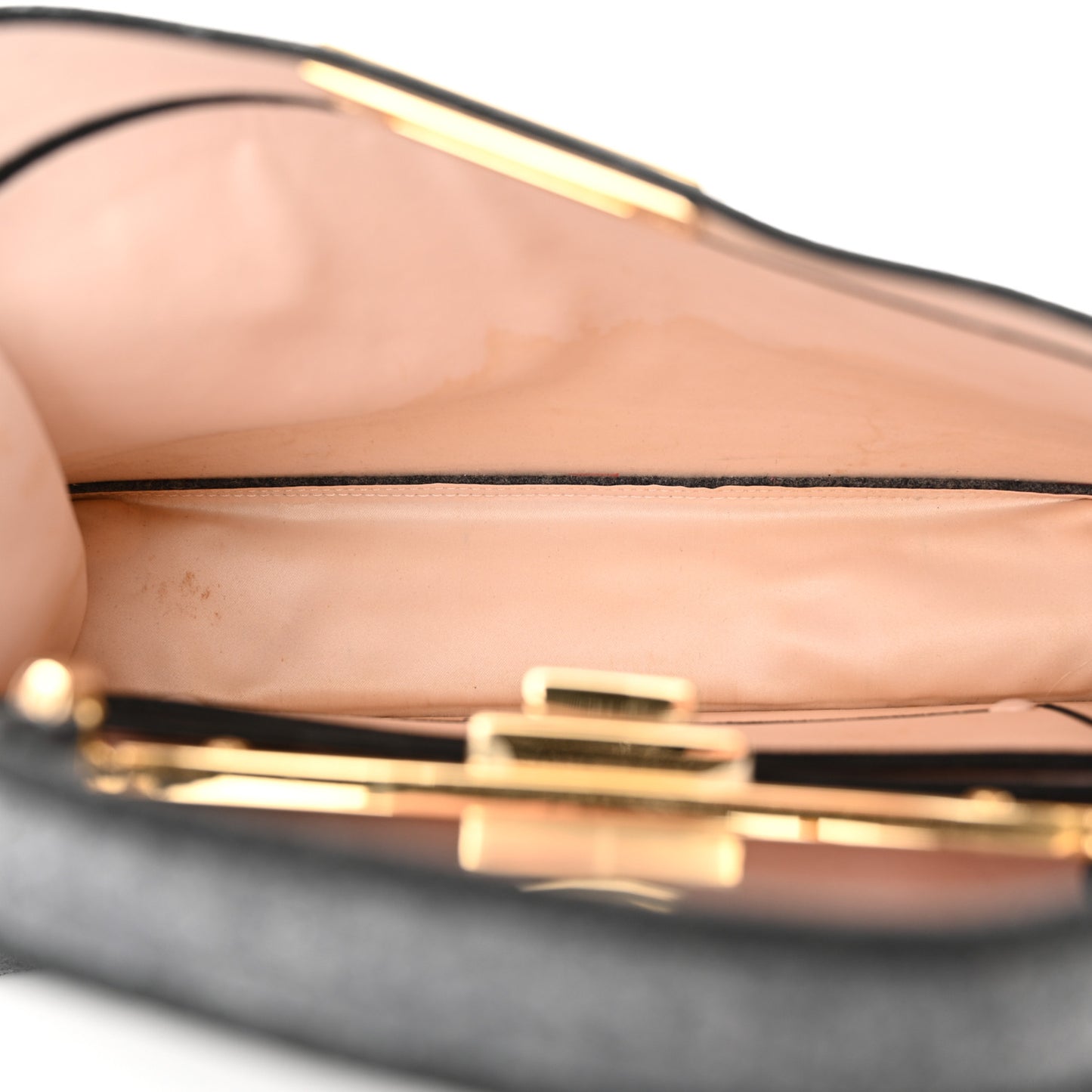 Melange Flannel Satin Threaded Edge Medium Peekaboo I SEE U Satchel Grigio Bois de Rose