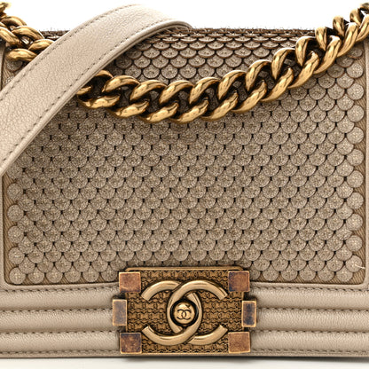 Chanel Metallic Lambskin Small Scaled Boy Flap Beige 8 of 11