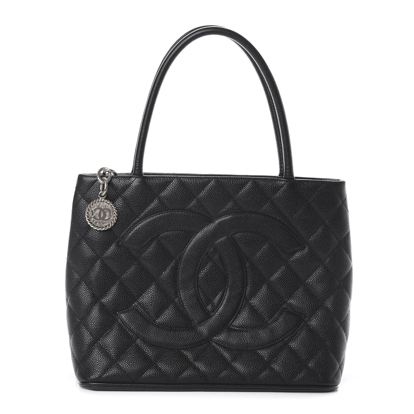 Caviar Quilted Medallion Tote Black