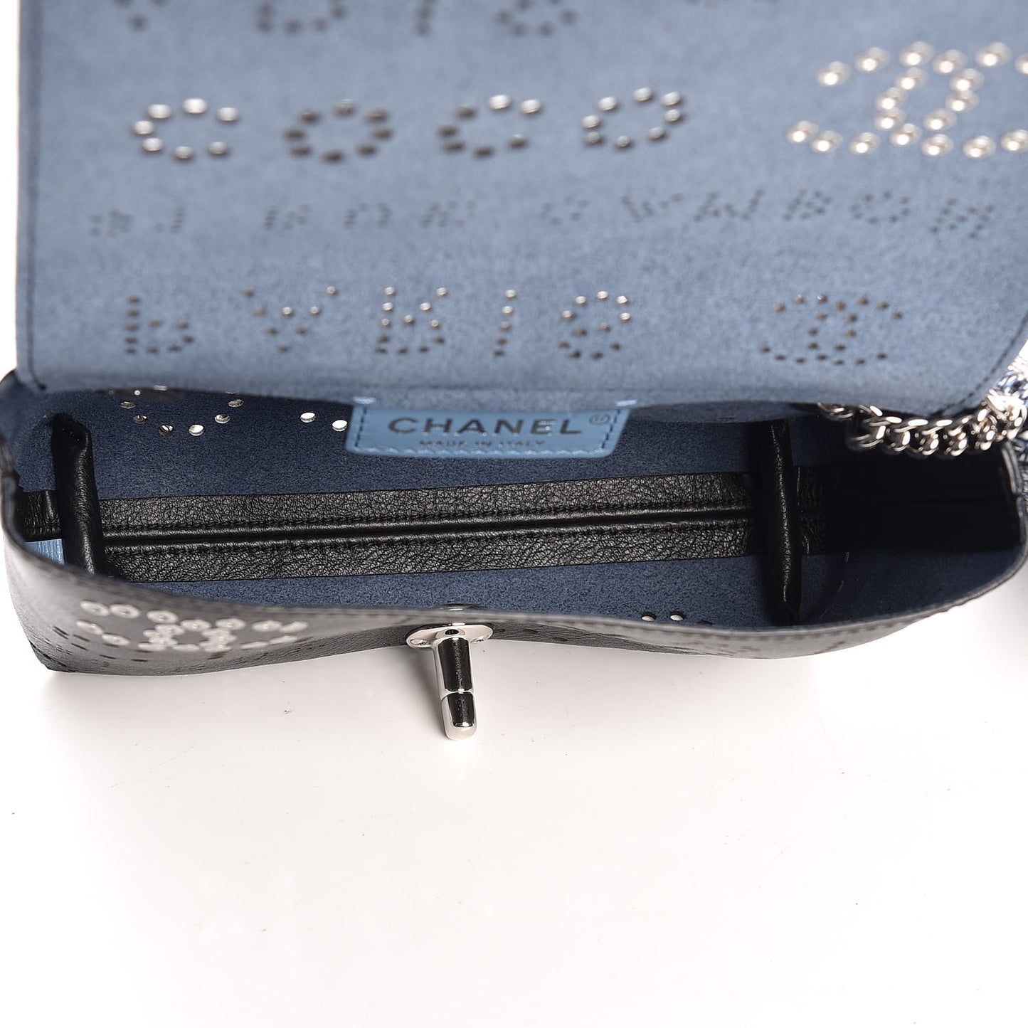 Calfskin Eyelet Messenger Black