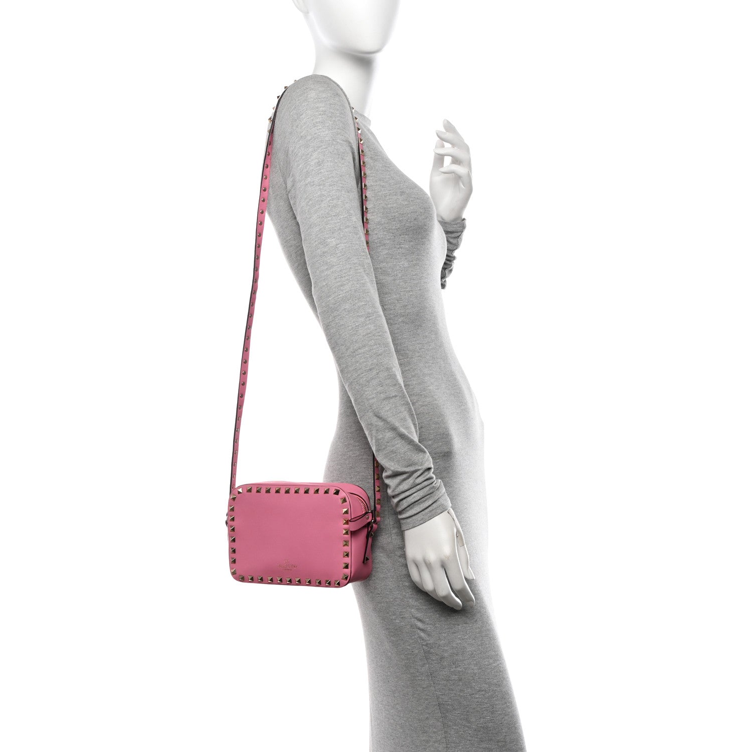 Valentino Garavani Calfskin Rockstud Camera Crossbody Bag Pink 2 of 10