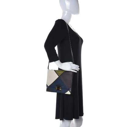 Valentino Garavani Calfskin Studded Colorblock Patchwork Shoulder Bag Multicolor 2 of 16