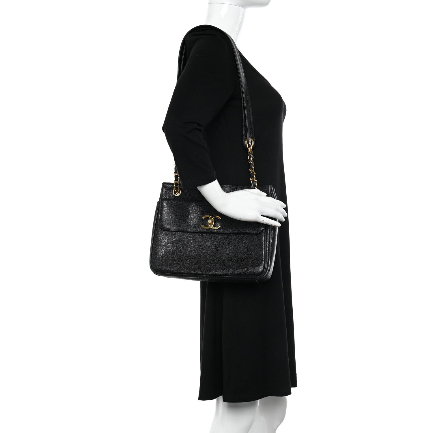 Chanel Caviar Flap Shoulder Bag Black 2 of 13