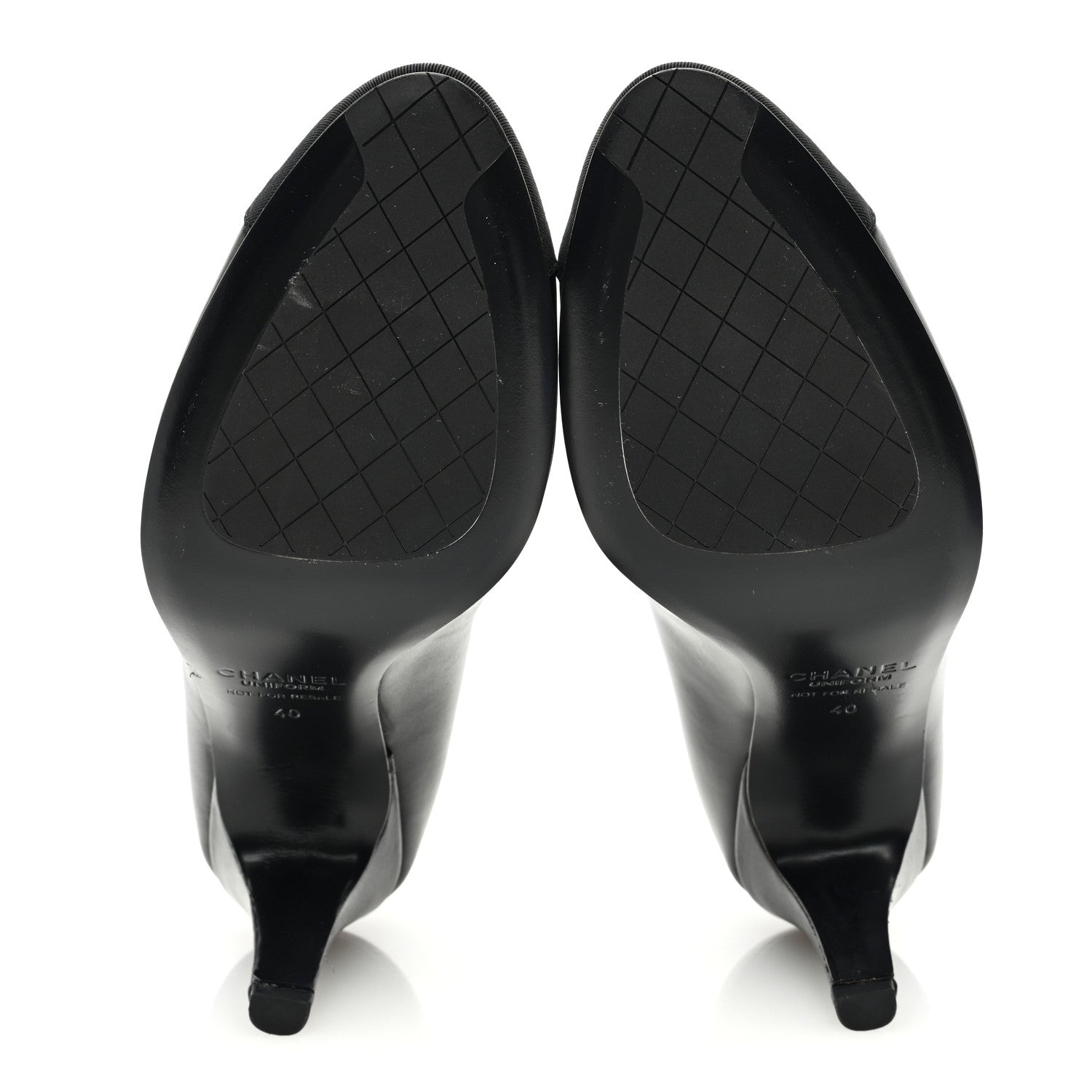 Chanel Lambskin Grosgrain Cap Toe CC Pumps 40 Black 5 of 8