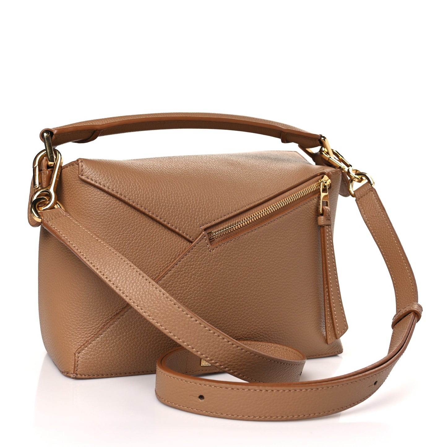 Grained Calfskin Small Puzzle Edge Bag Toffee