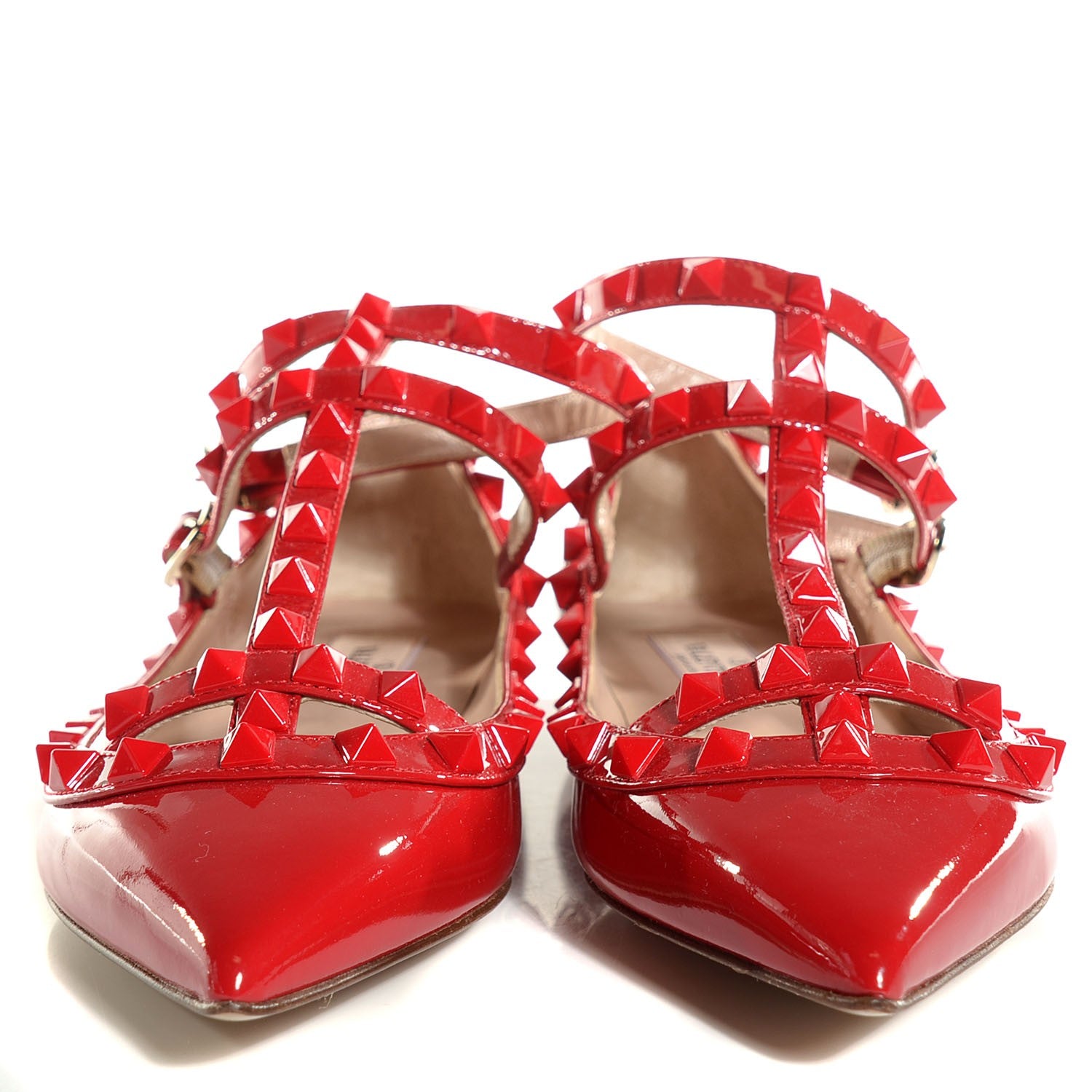 Valentino Garavani Patent Monochrome Rockstud Cage Ballerina Flats 35.5 Rosso Valentino 2 of 8
