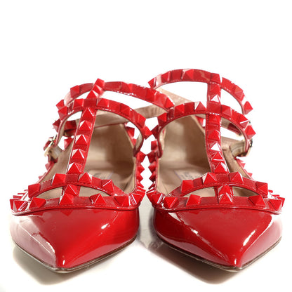 Valentino Garavani Patent Monochrome Rockstud Cage Ballerina Flats 35.5 Rosso Valentino 2 of 8