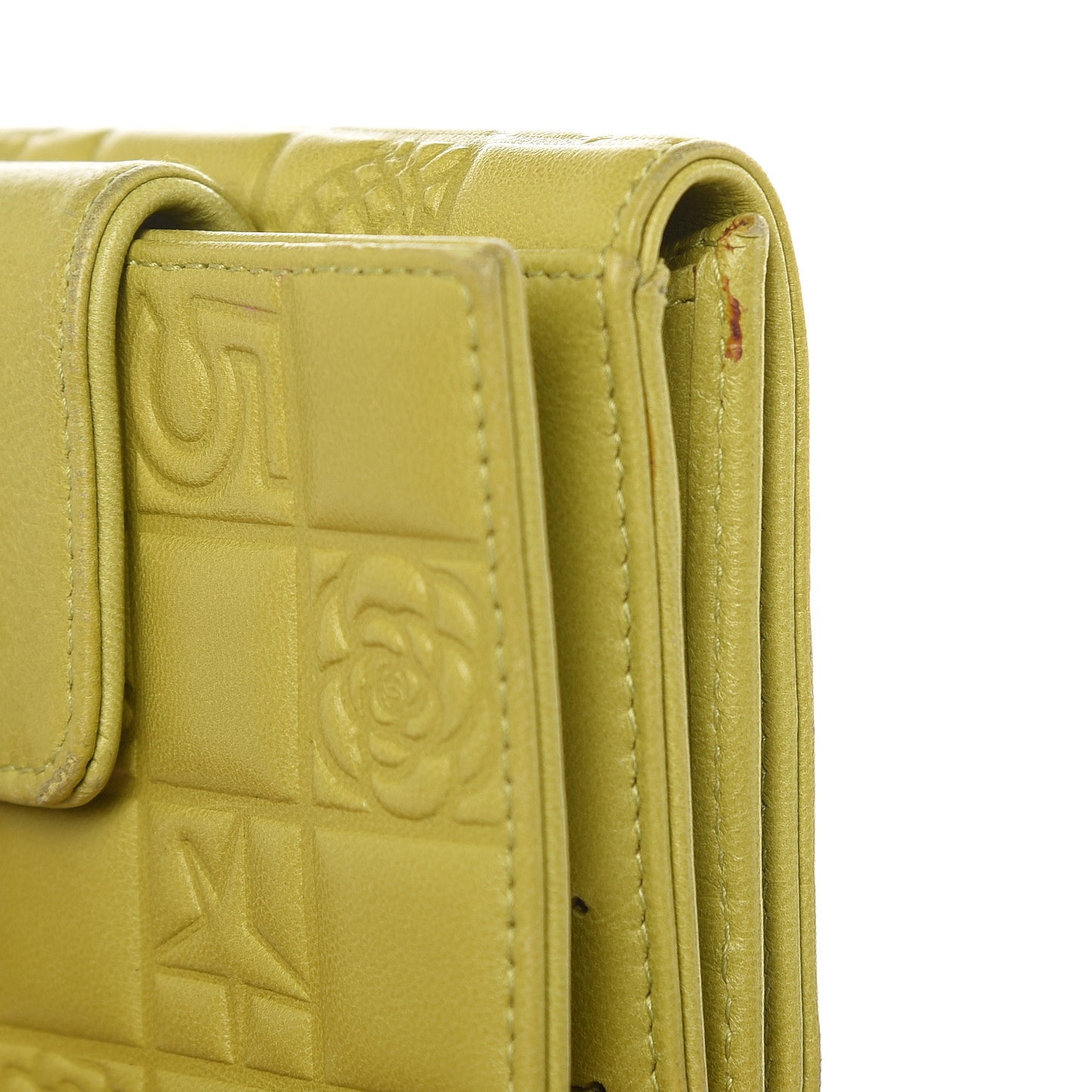 Lambskin Precious Symbols French Flap Wallet Chartreuse