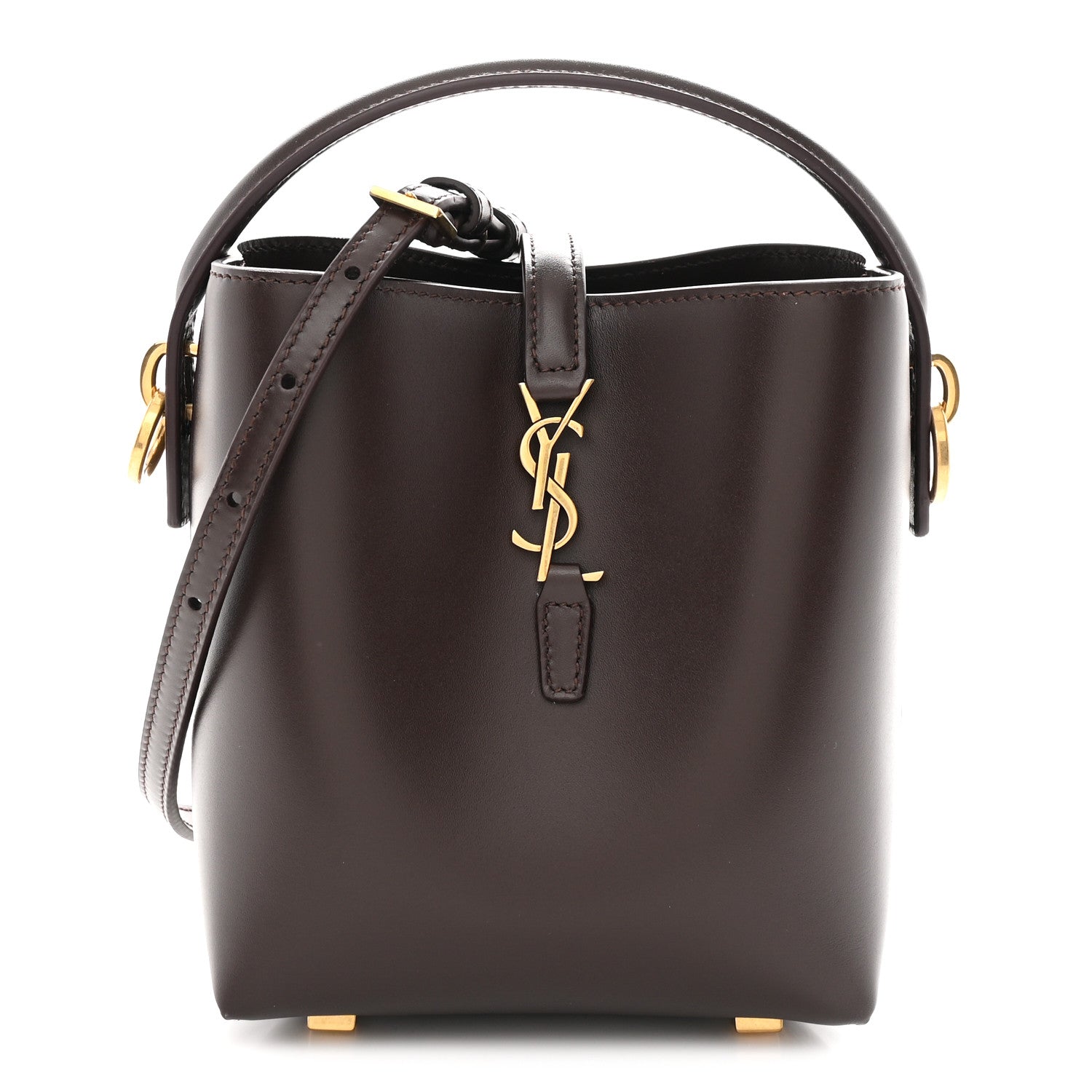 Saint Laurent Shiny Calfskin Le 37 Mini Bucket Bag Dark Sweet Chocolate 1 of 10