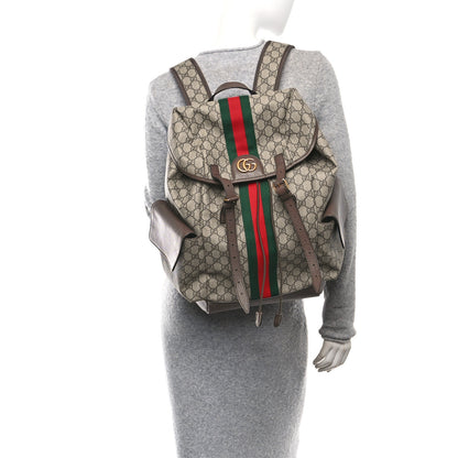 Gucci GG Supreme Monogram Medium Ophidia Double Buckle Backpack Brown 2 of 10