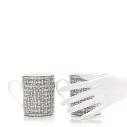 Hermes Porcelain Mosaique au 24 Mug Set of 2 Silver 2 of 6