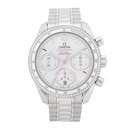 Omega Stainless Steel Diamond Bezel Mother of Pearl 38mm Speedmaster Chronograph Automatic Watch 324.38.38.50.55.001 1 of 5