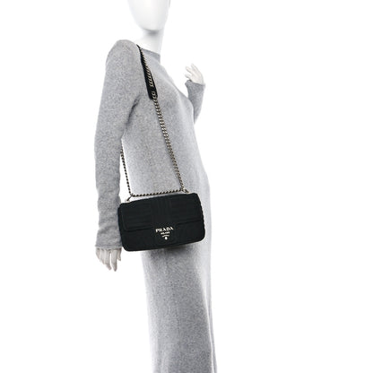 Prada Camoscio Impunture Diagramme Medium Chain Flap Shoulder Bag Black 2 of 12