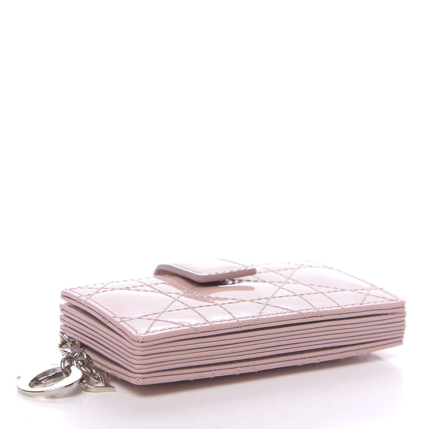 Patent Cannage Lady Dior 5-Gusset Card Holder Rose Clair