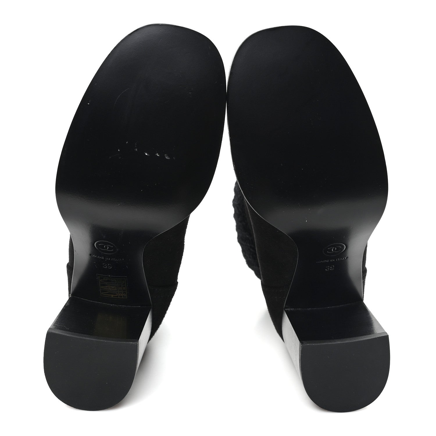 Chanel Suede Lambskin Knit CC Short Boots 39 Black 6 of 10