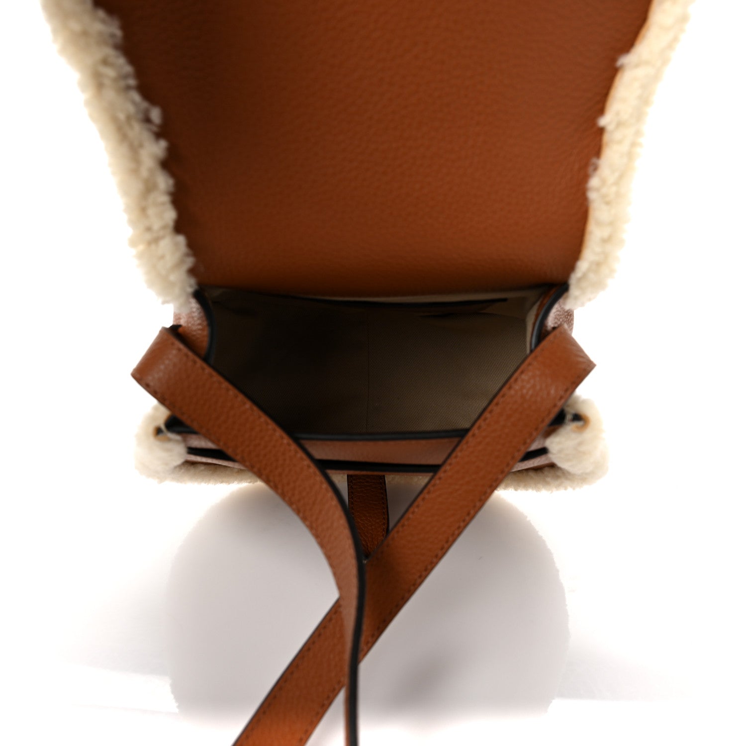 Chloe Calfskin Shearling Small Marcie Saddle Bag Bag Tan 4 of 7