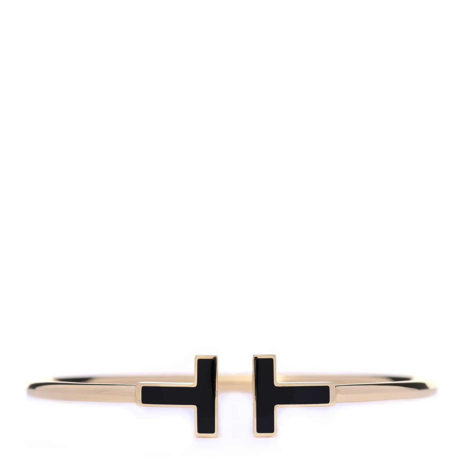 Tiffany 18K Yellow Gold Black Onyx T Wire Bracelet 1 of 5