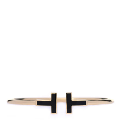 Tiffany 18K Yellow Gold Black Onyx T Wire Bracelet 1 of 5