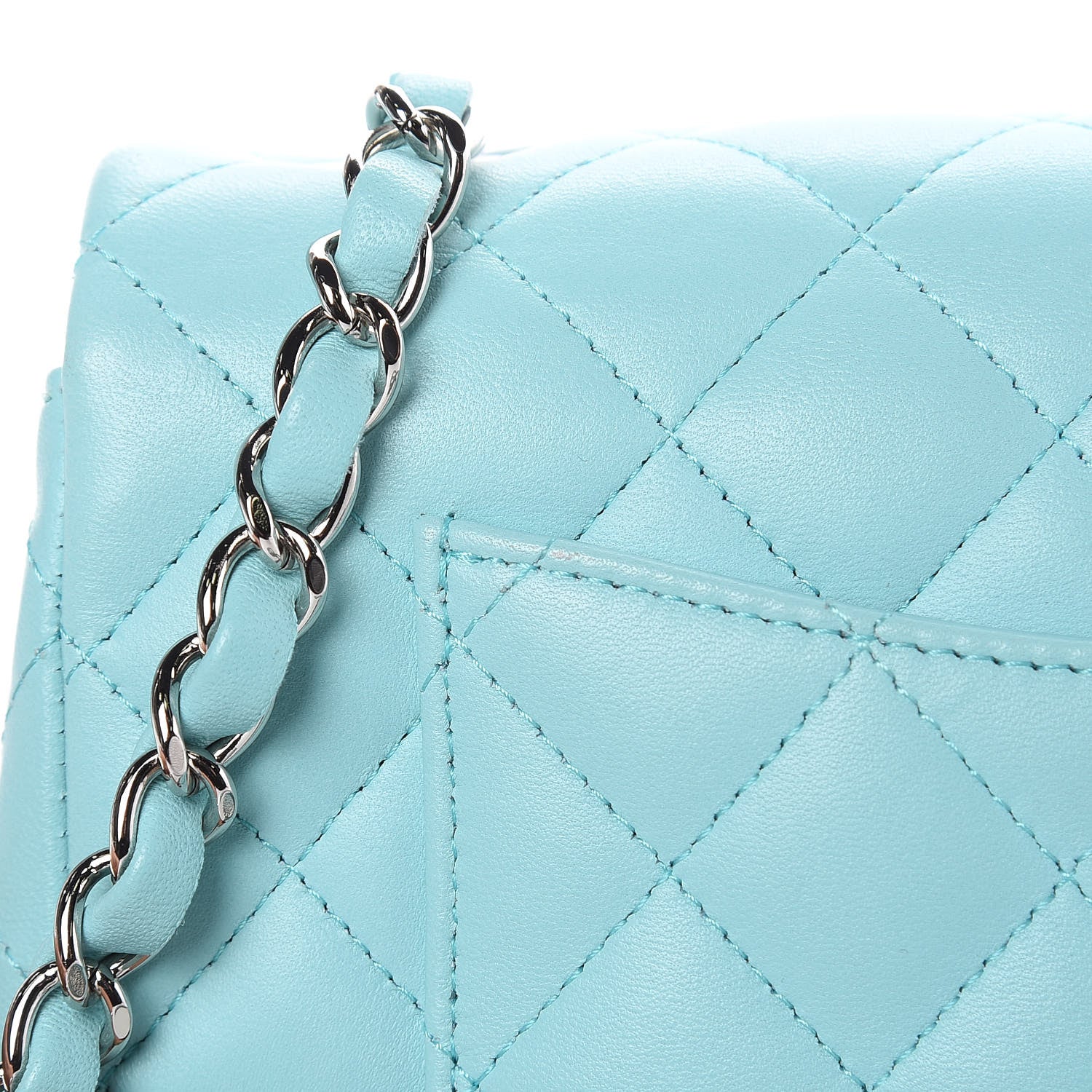 Chanel Lambskin Quilted Mini Rectangular Flap Light Blue 11 of 11