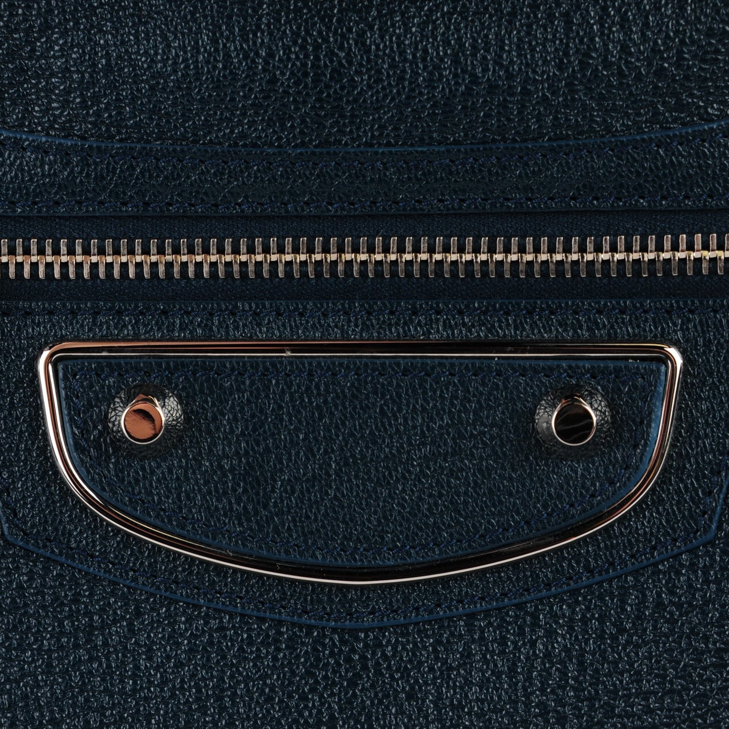 Chevre Silver Metallic Edge Hardware City Bleu Paon