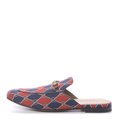 Gucci Mini GG Rhombus Chain Mens Princetown Slippers 9 Royal Bleuett Red 1 of 9