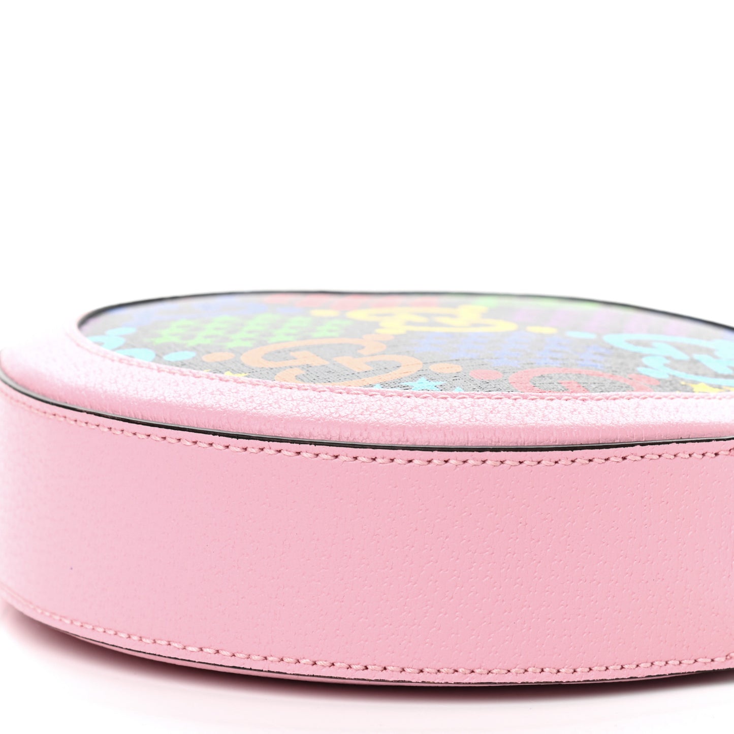 GG Supreme Monogram Psychedelic Round Shoulder Bag Black Multicolor Sugar Pink
