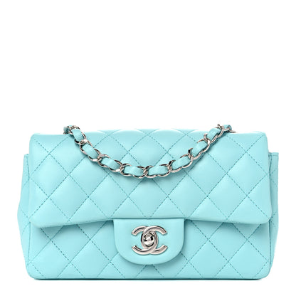 Chanel Lambskin Quilted Mini Rectangular Flap Light Blue 1 of 12