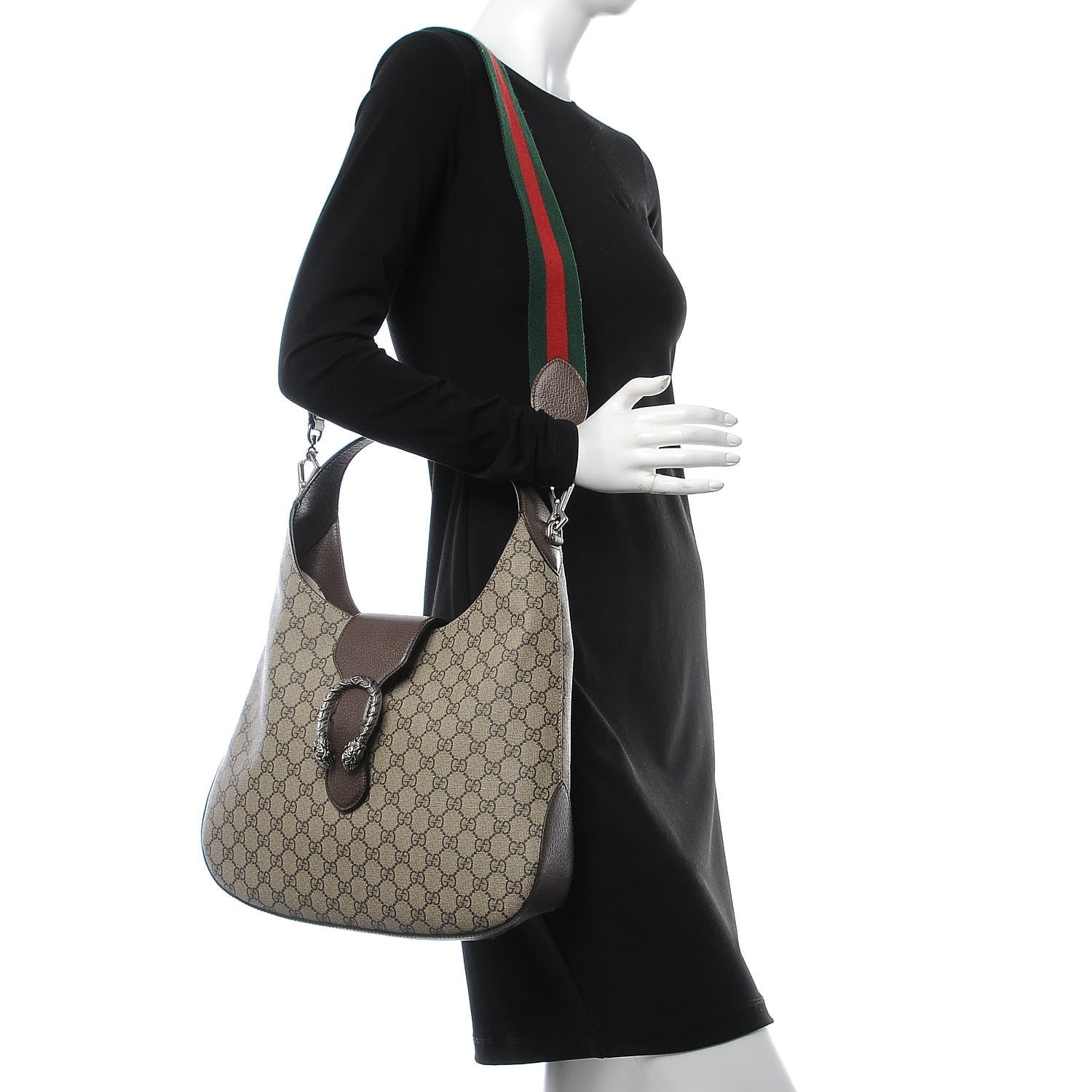 Gucci GG Supreme Monogram Web Medium Dionysus Hobo Brown 2 of 7