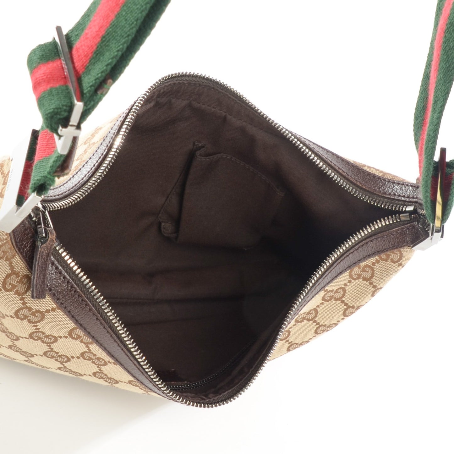 Monogram Web Medium Half Moon Hobo Dark Brown
