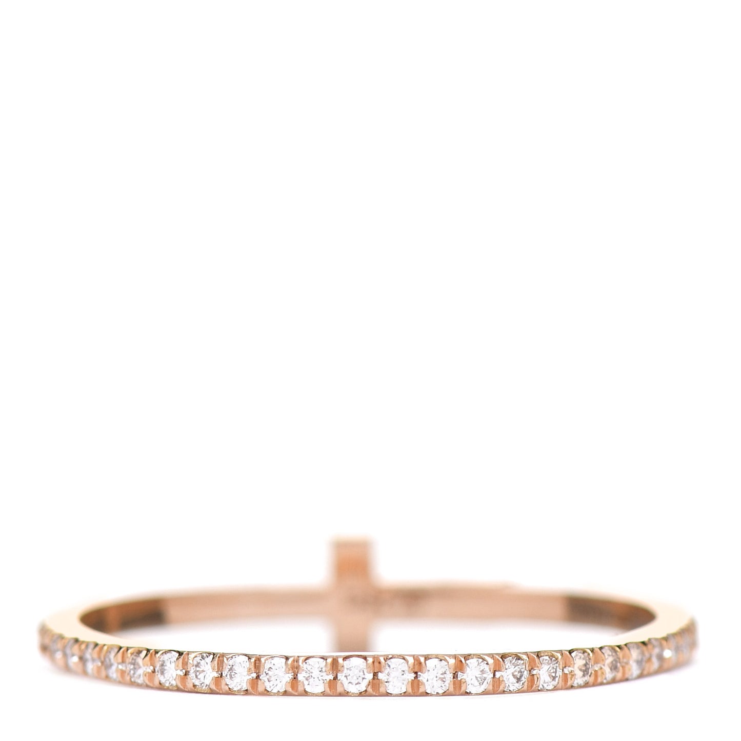 18K Rose Gold Diamond T Wire Pave Ring 56 7.75