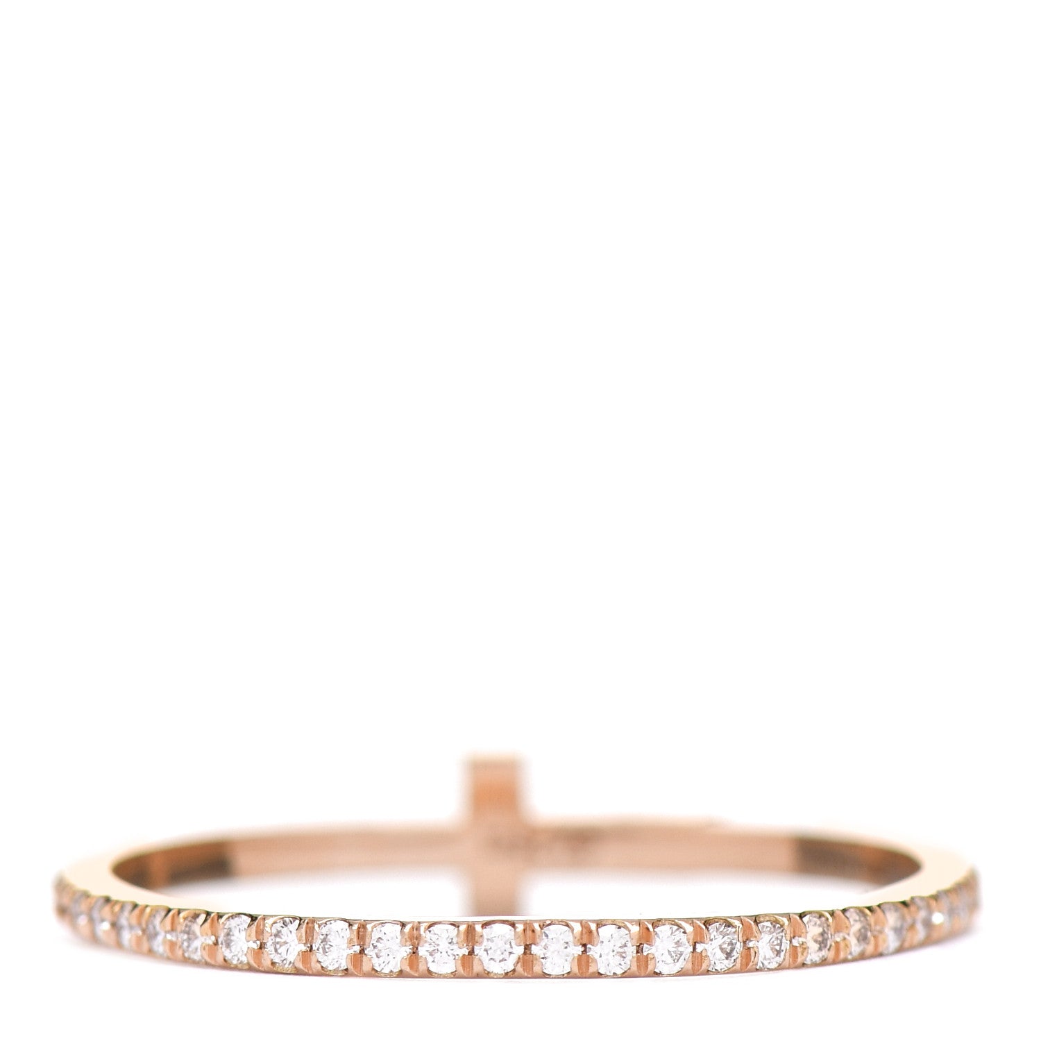 Tiffany 18K Rose Gold Diamond T Wire Pave Ring 56 7.75 3 of 6