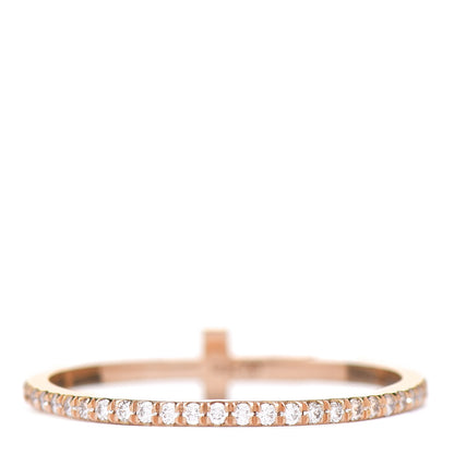 Tiffany 18K Rose Gold Diamond T Wire Pave Ring 56 7.75 3 of 6
