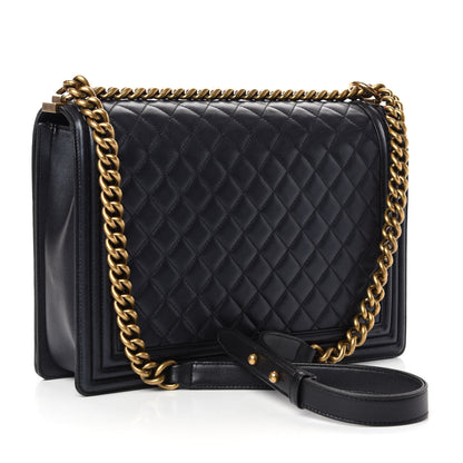 Chanel Iridescent Lambskin Quilted Large Boy Flap Black 3 of 10
