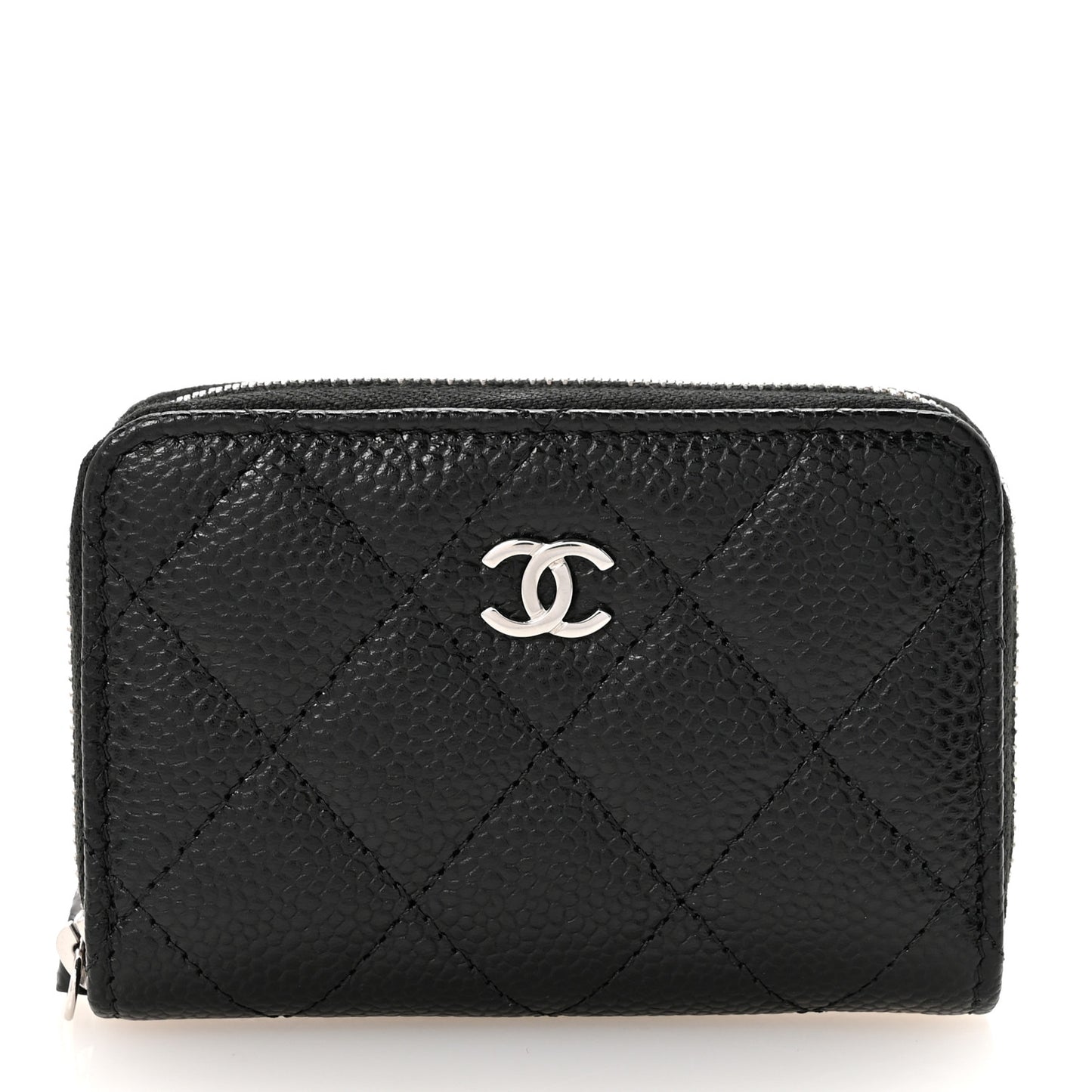 Caviar Quilted Zip Coin Purse Black