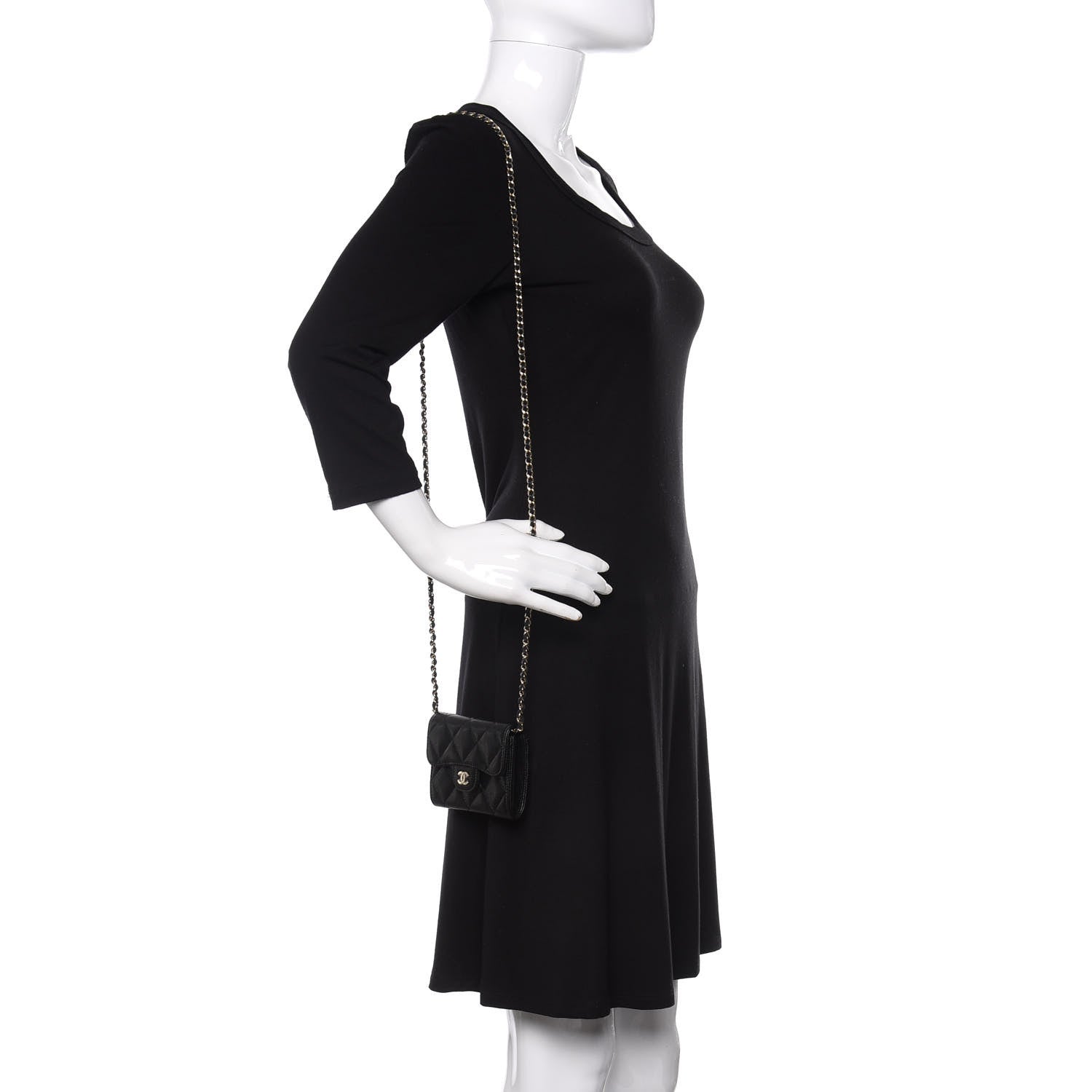 Chanel Caviar Quilted Flap Card Holder On Chain Black 2 of 11
