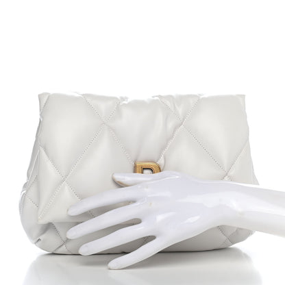 Balenciaga Nappa Calfskin Quilted Touch B Puffy Clutch White 2 of 10