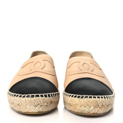 Chanel Lambskin CC Espadrilles 39 Beige Black 2 of 9