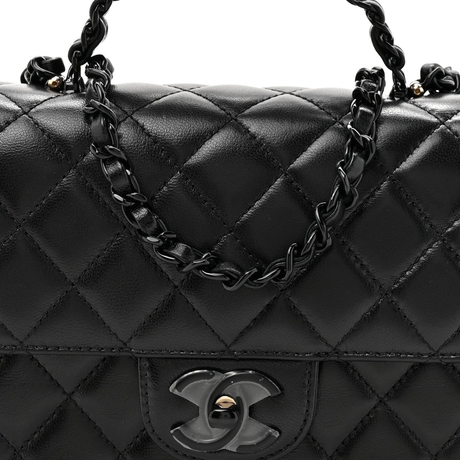 Chanel Lambskin Quilted Small Single Flap Top Handle Bag So Black 8 of 10