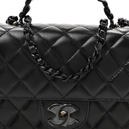 Chanel Lambskin Quilted Small Single Flap Top Handle Bag So Black 8 of 10