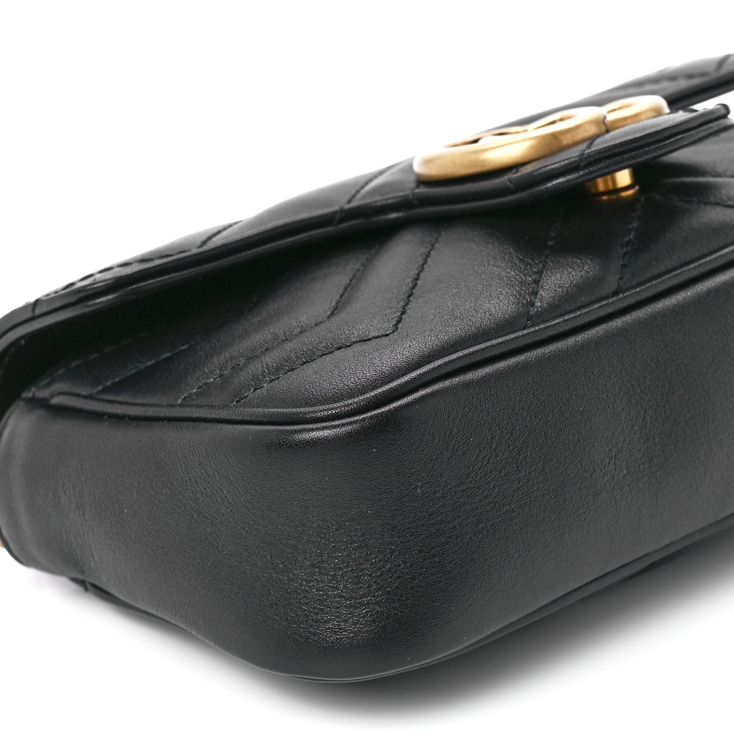 Gucci Calfskin Matelasse Super Mini GG Marmont Shoulder Bag Black 10 of 11