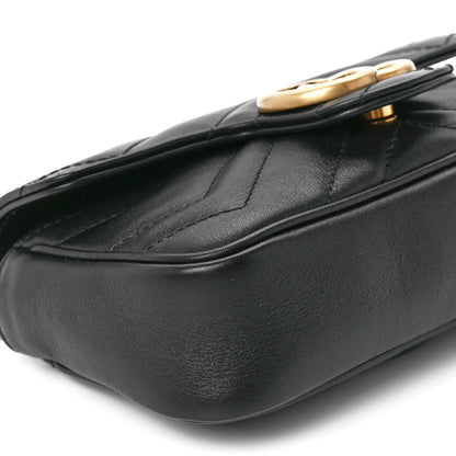 Gucci Calfskin Matelasse Super Mini GG Marmont Shoulder Bag Black 10 of 11