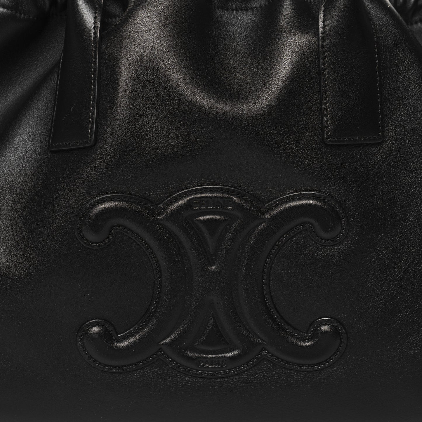 Grained Calfskin Cuir Triomphe Cabas Drawstring Black