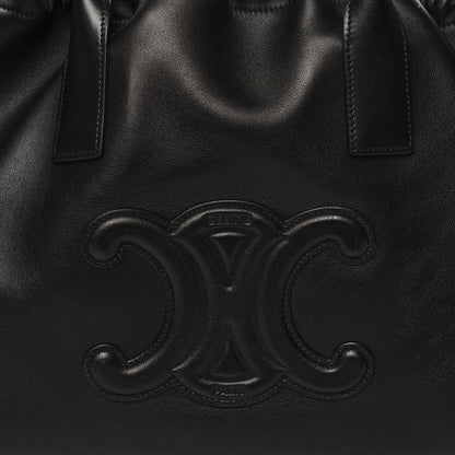 Celine Grained Calfskin Cuir Triomphe Cabas Drawstring Black 8 of 10
